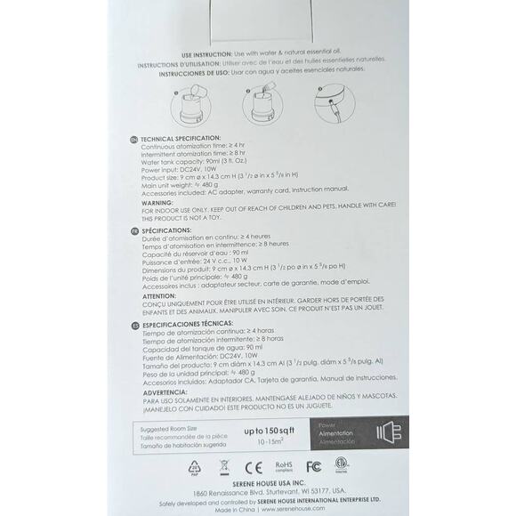 Serene Home Nebula Scentilize Purple White Essential Oil Diffuser Home Fragrance - Picture 4 of 4